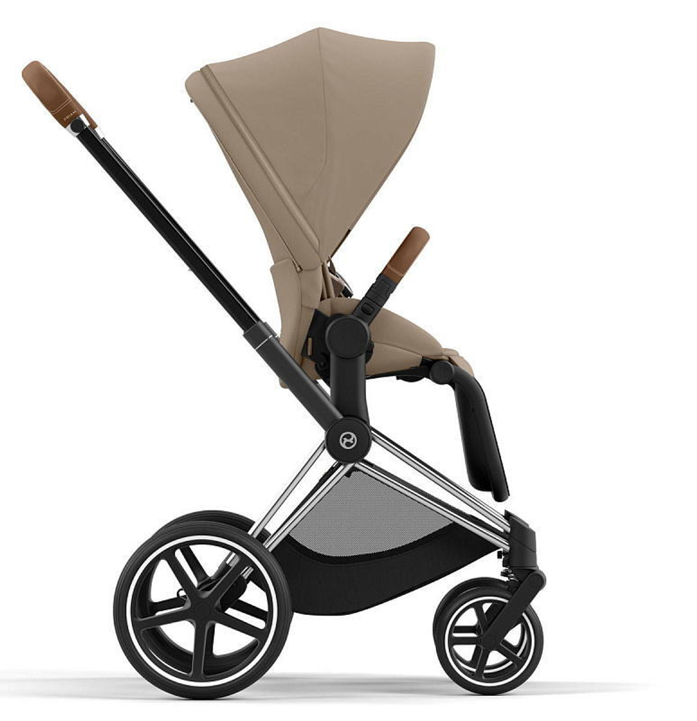 Коляска 3 в 1 Cybex Priam IV Chrome Brown complete и автокресло Cloud T i-Size Platinum White Plus Cozy Beige