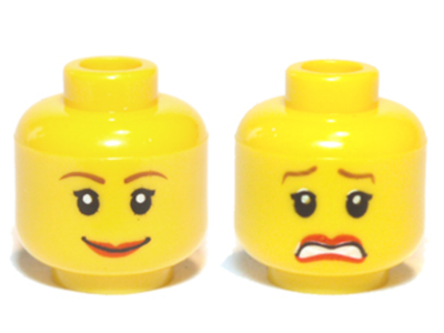 Lego Минифигурка голова двухсторонние женские карие брови испуганный улыбающийся узор-закрытый откры