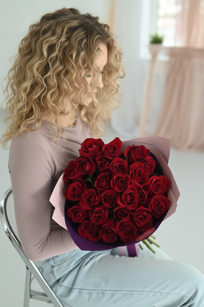 Розы красные 40 см (Premium) 25 шт