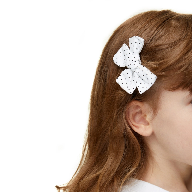 Заколка Чёрный Бант в Горошек