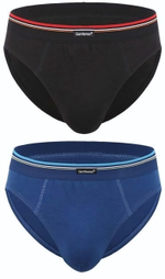 Комплект из 2 трусов-слипов - синих и черных (Размер: XL) (Цвет: синий с черным)