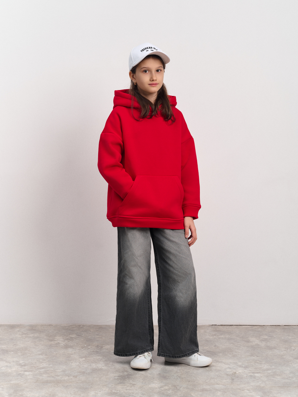 Толстовка с капюшоном для девочки  "Basic" красный