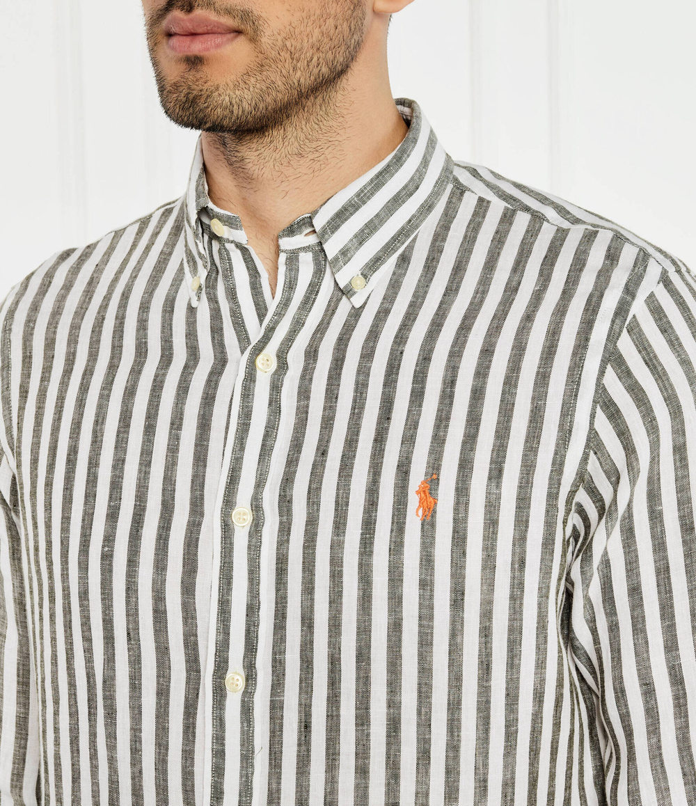 Льняная рубашка POLO RALPH LAUREN - оливковый(710837274)
