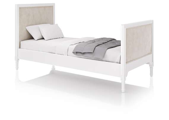 Кровать подростковая Elit (белый, бежевая ткань)