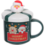 Кружка керамическая 400мл «Рождественский микс» с крышкой и ложкой