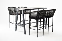 "Рио" барный комплект на 4 персоны, стол HPL "серый гранит", цвет темно-серый