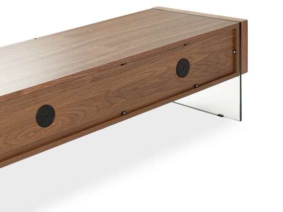 ТВ-тумба Somerset 188х38 см, шпон ореха, стеклянные ножки