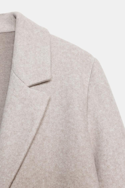 ZARA БАЗОВОЕ ПАЛЬТО ИЗ МЯГКОЙ ТКАНИ, СЕРО-КОРИЧНЕВЫЙ МЕЛАНЖ