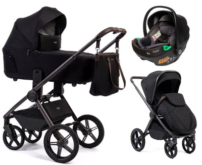 Детская коляска Peppy Monaco Thermo 3 в 1 с автокреслом First Black