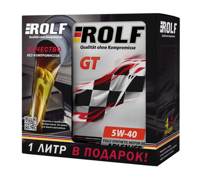 Моторное масло Rolf GT 5W-40, SN/CF, синтетическое, 4 л + 1 л в подарок