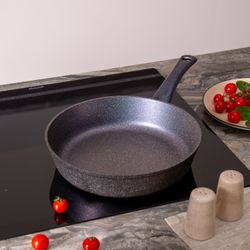 СКОВОРОДА AGNESS ГЛУБОКАЯ С АНТИПРИГАРНЫМ "МРАМОРНЫМ" ПОКРЫТИЕМ, СЕРИЯ GRANITE, 28Х6,6СМ