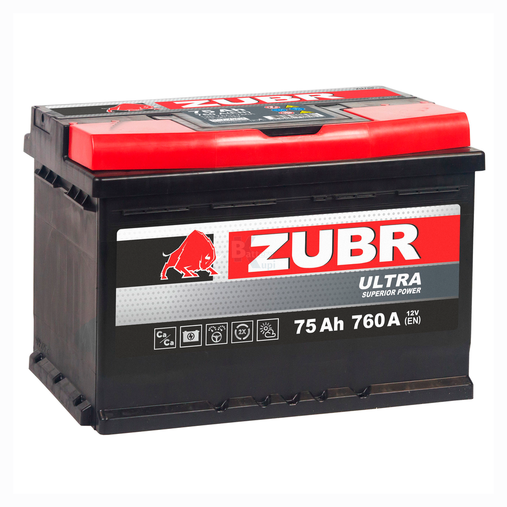 Аккумулятор ZUBR Ultra (75Ah, 760A, L+) ZU751