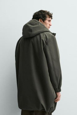 ZARA СТЕГАНАЯ КУРТКА С КОМБИНИРОВАННОЙ ОТДЕЛКОЙ, ХАКИ