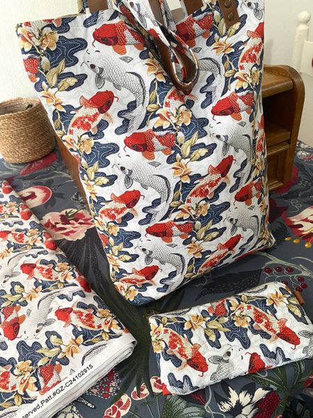 КАРПЫ КОИ, на белом, 100% хлопок 8