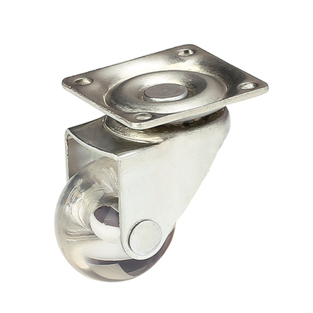 Опора колесная с прозрачным роликом и поворотной площадкой d=35