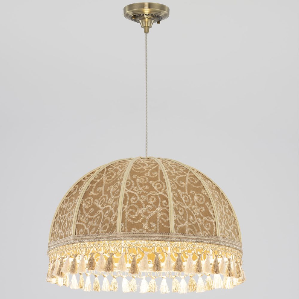 Citilux Базель CL407035 Подвесной светильник бронза с абажуром Вышивка