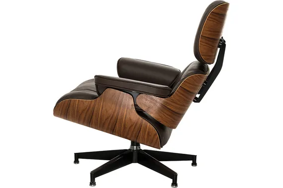 Кресло с оттоманкой Eames Lounge Premium, коричневая кожа
