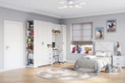 Пенал 1-ств с полками (+штанга) МС "Сандра" (Белый лофт)