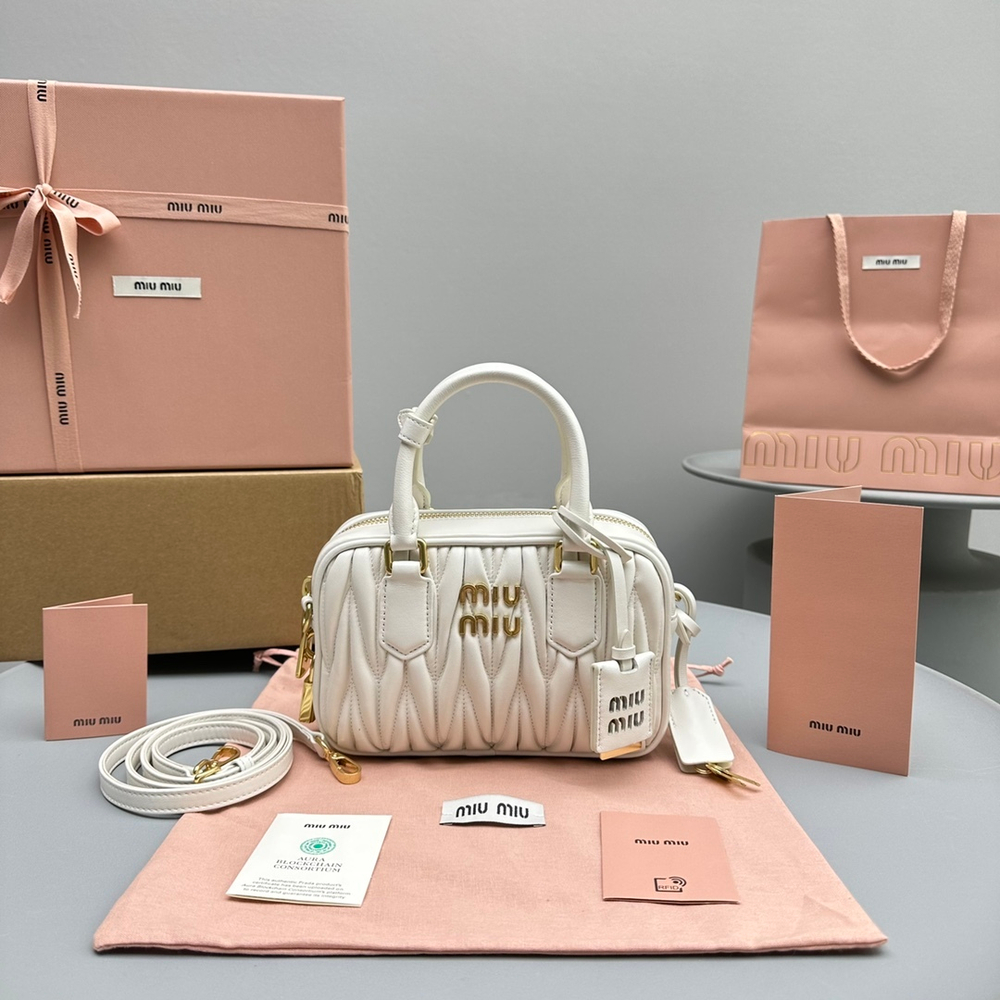 Miu Miu Matelasse Nappa Leather Top Handle Bag 19 cm