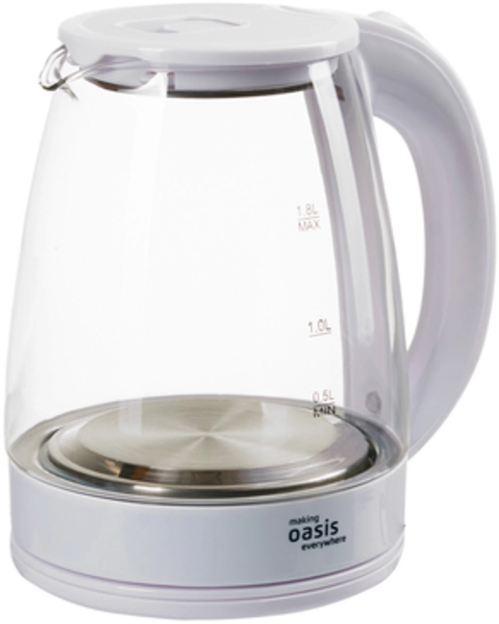 Чайник электрический Oasis K-8GW 2000Вт 1,8л стекло, белый