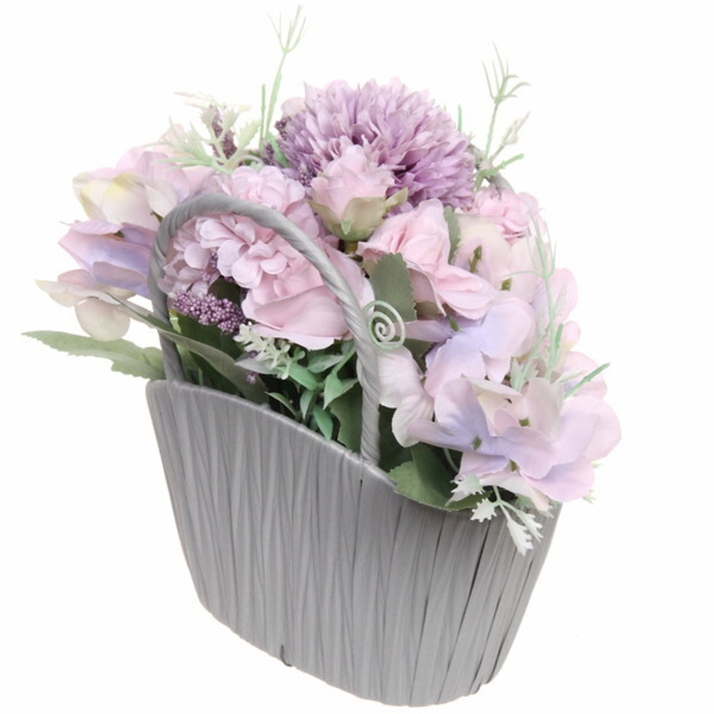 Цветочная композиция «Нежный аромат» 16*10*19см в корзинке, цвет сиренево-розовый