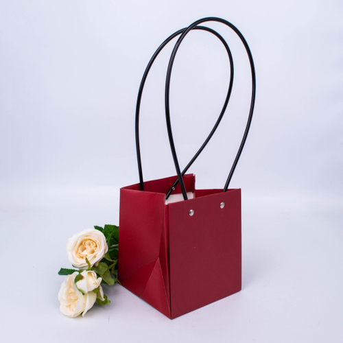 Пакет для цветов С Пластиковой Ручкой Бордо