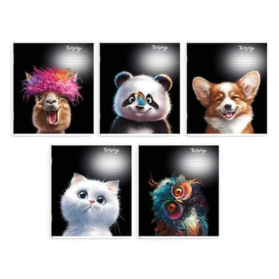 Тетрадь А5 18л. линия "Забавные животные" УФ-лак, мелов.картон, ассорти (Феникс+)