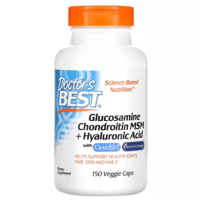 Глюкозамин, хондроитин и МСМ с гиалуроновой кислотой, Glucosamine Chondroitin MSM + Hyaluronic Acid with OptiMSM, Doctor&#39;s Best, 150 капсул
