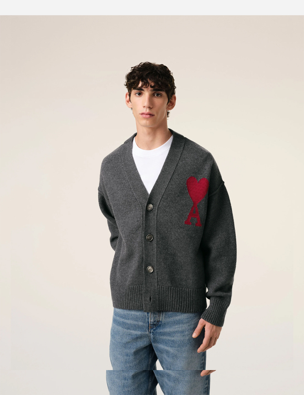 AMI PARIS Wool Cardigan "Grey"