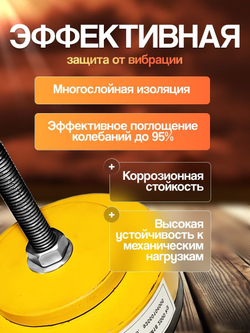 Виброопора регулируемая 3,0т d210мм М20х75 желтая (S78-7)