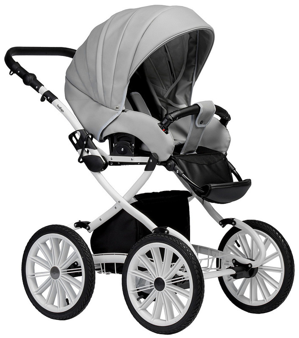 Детская коляска Indigo Special Plus 3 в 1 с автокреслом Avionaut Cosmo Is04 серая кожа