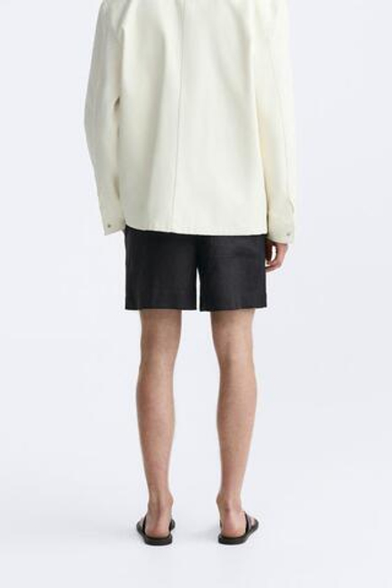 ZARA ШОРТЫ ИЗ 100% ЛЬНА,  ЧЕРНЫЙ