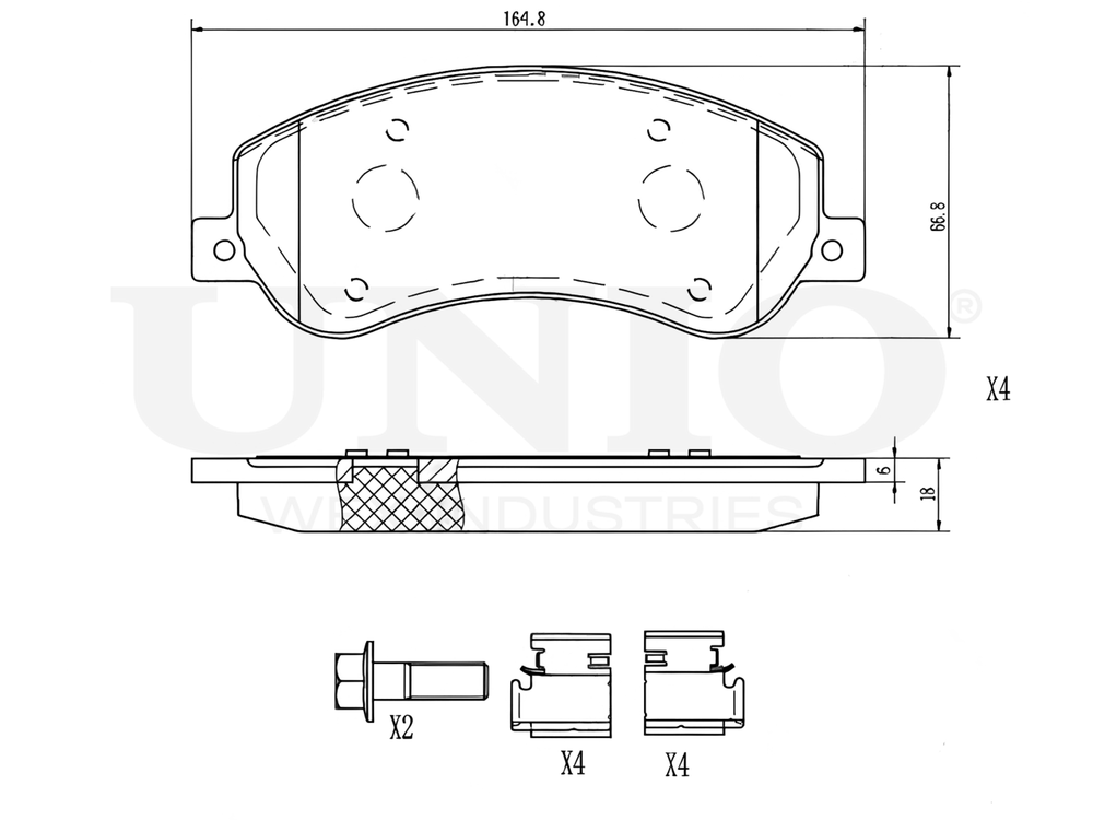 Колодки тормозные диск. передние с датчиком UNIO BRP-20219