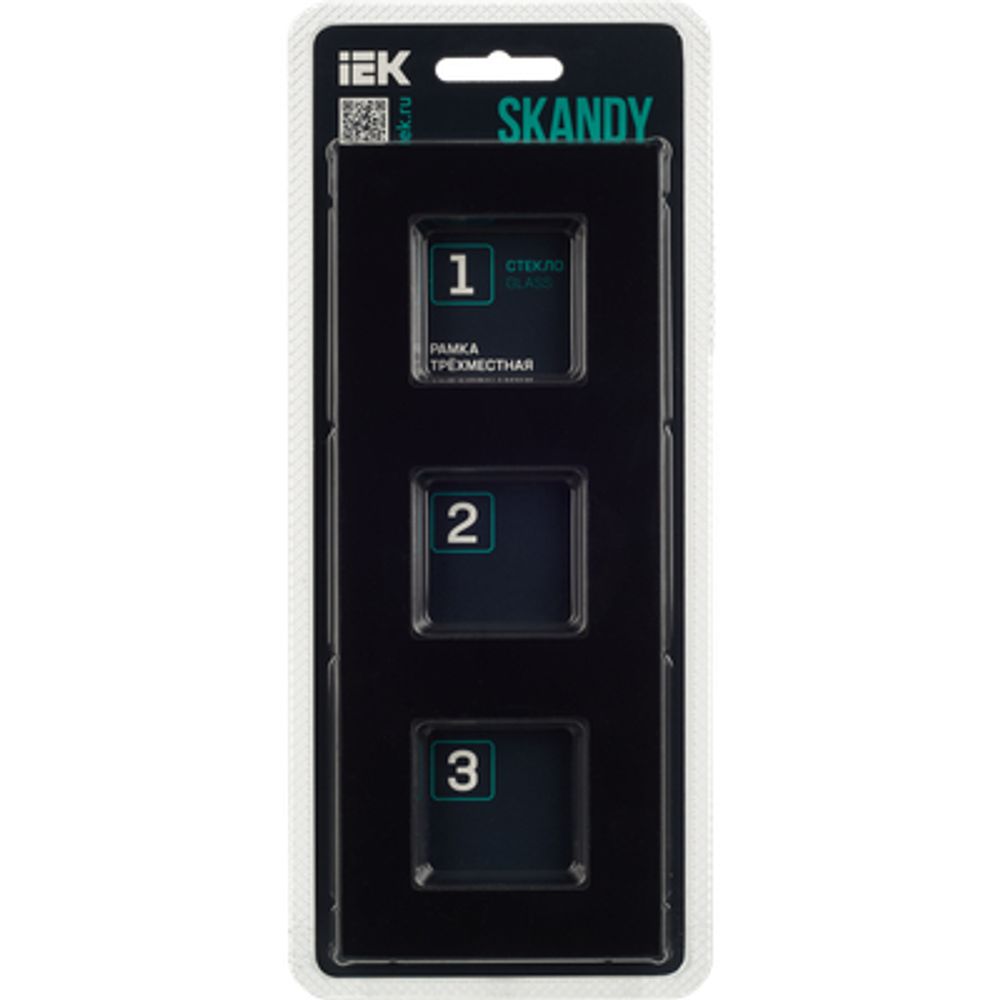 SKANDY Рамка 3-местная SK-F23Bl стекло черный IEK