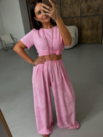 Костюм «варенка» розовый с силуэтной футболкой