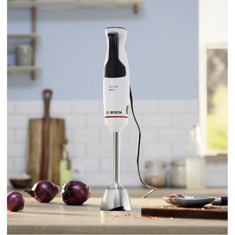 Погружной блендер Bosch MSM4W421, 800 Вт, 2 насадки, мерный стакан, белый