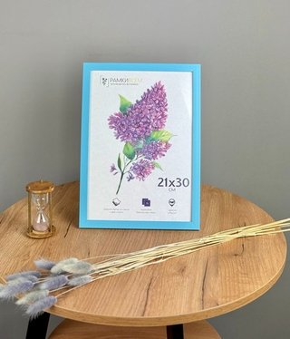 Фоторамка 21х30 см голубая, без фактуры, арт. 2130.746767