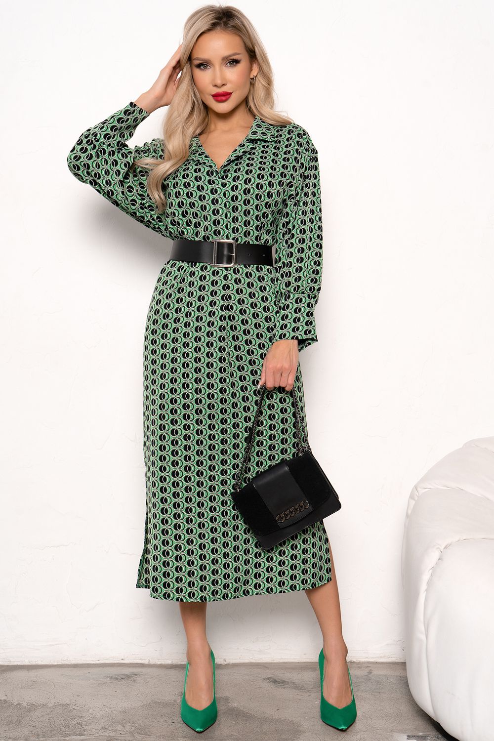 Платье Делиса (зеленый/черный) Р11-1191/3 Nikol (Акция)