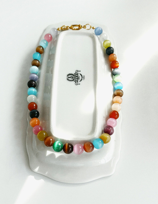 Колье Cat Eye из бусин камня