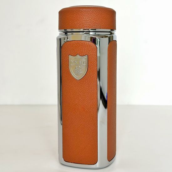 Термос премиум, кожа коричневый, 360 мл