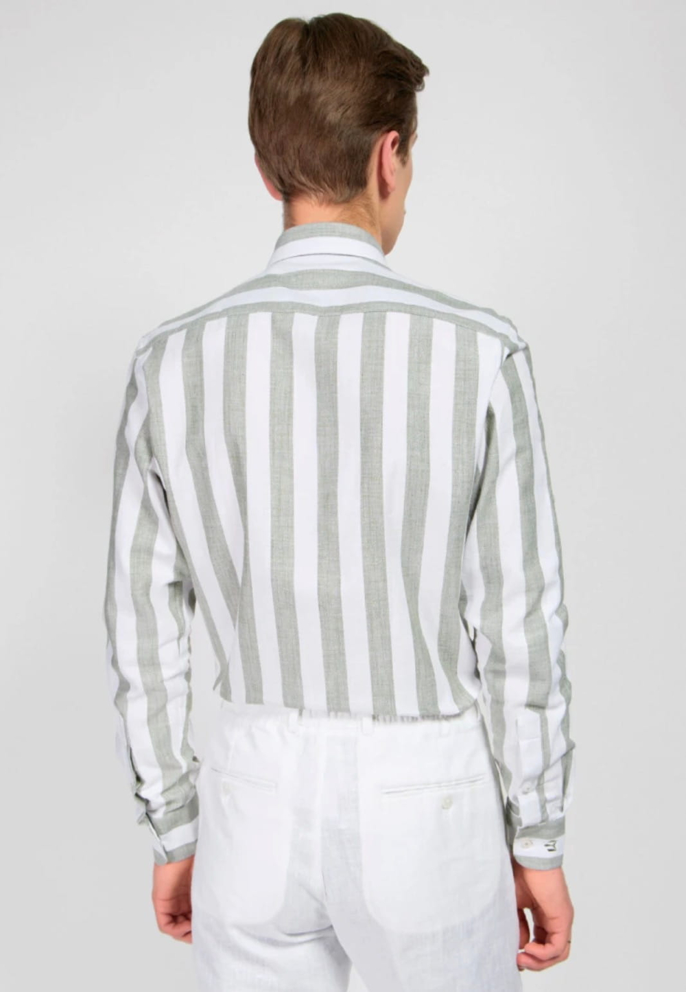 Мужская рубашка (белая с хаки) Л11