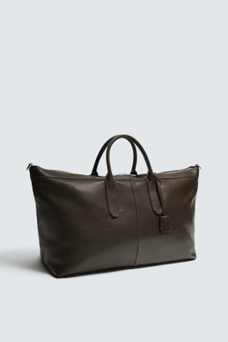 ZARA КОЖАНАЯ СУМКА-ШОПЕР, КОРИЧНЕВЫЙ