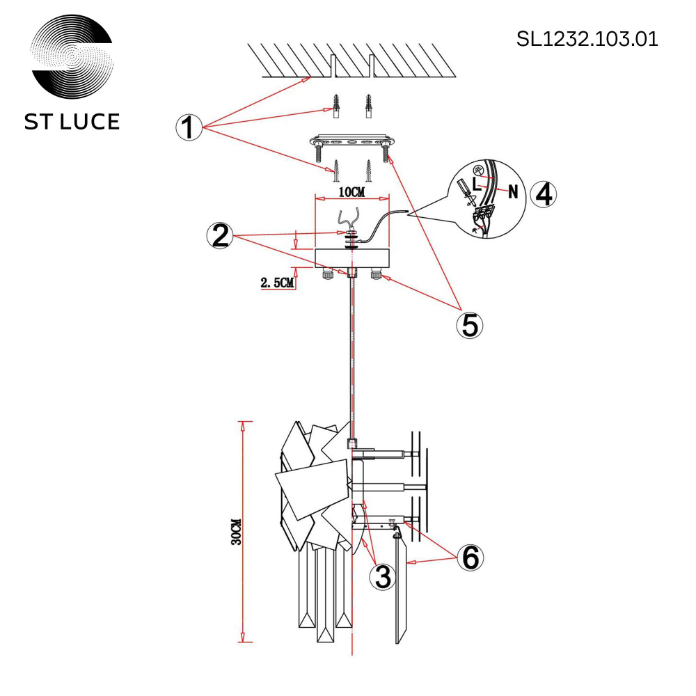 SL1232.103.01 Подвес ST-Luce Хром/Прозрачный, Хром E14 1*60W