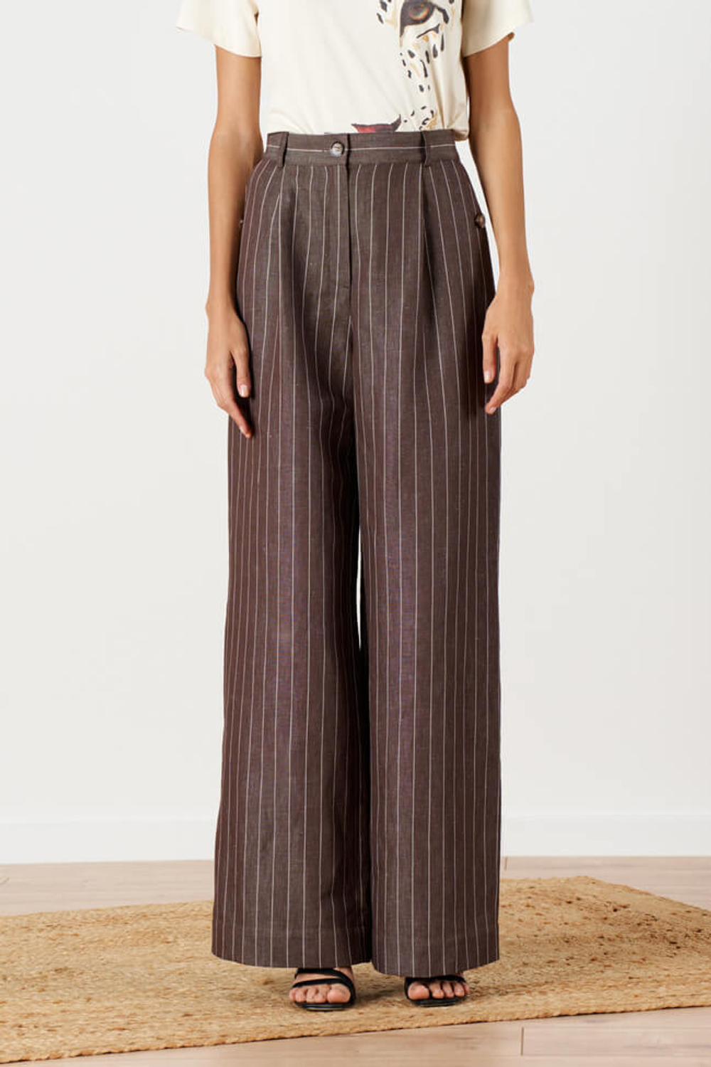 31148 Брюки женские (шоколадный полоска)