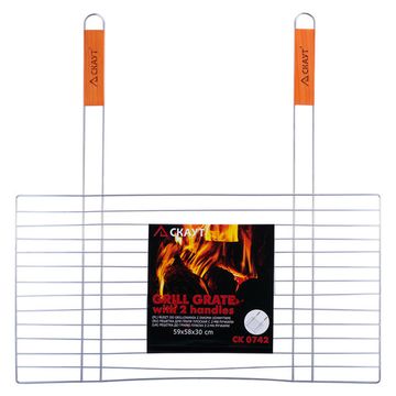 Решетка для гриля плоская 58х30 см СКАУТ СК-0742 с 2-мя деревянными ручками