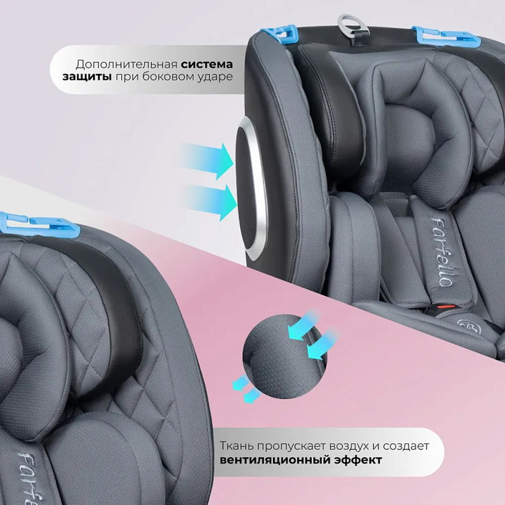 Автокресло детское ISOFIX YB102A (Dark grey PU/Темно-серый экокожа)