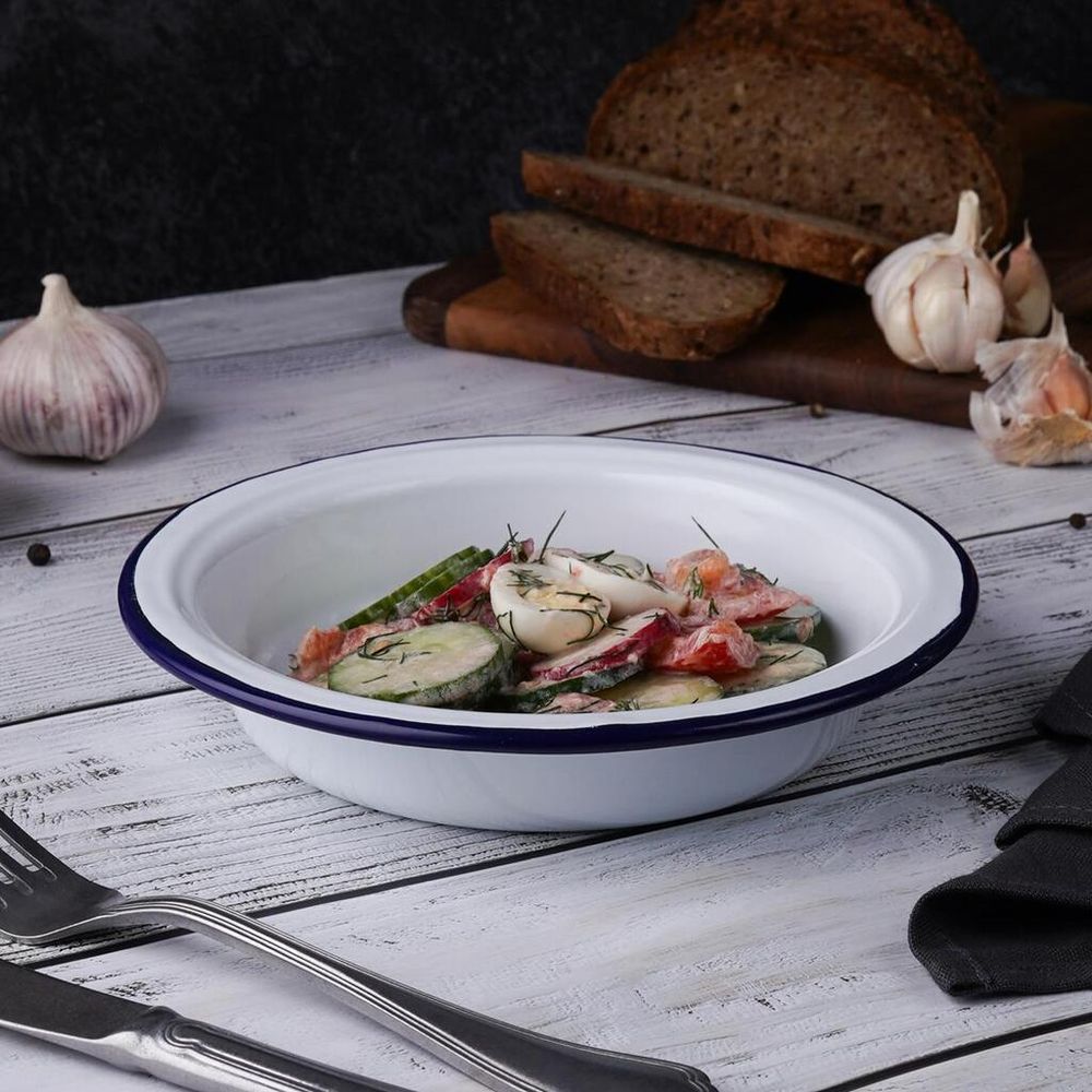 Салатник 600 мл d 18,9 см h3,6 см Blue Rim эмалированая сталь SUNNEX [1]