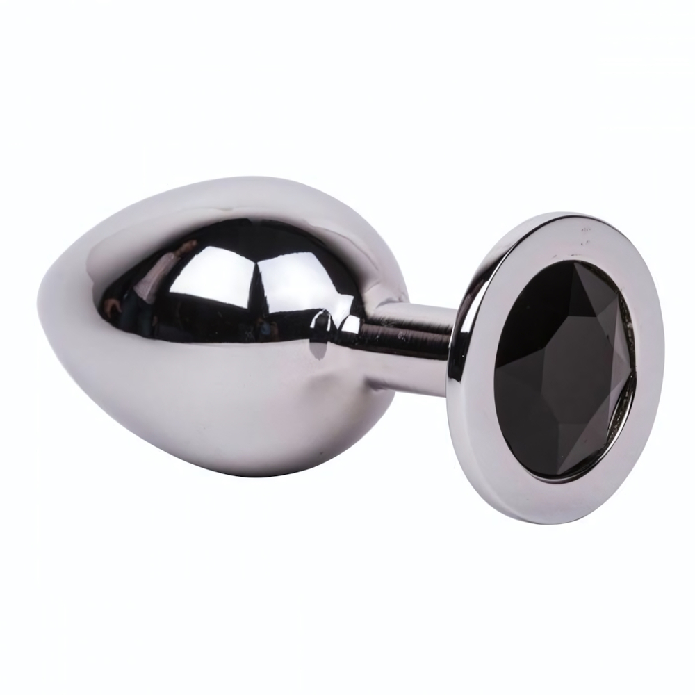 Большой стальной плаг с черным кристаллом Black Rave - 9,5 см. (Цвет: черный)