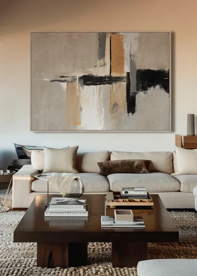 Постер Fancy 140х100 см, бежевый, коричневый, чёрный