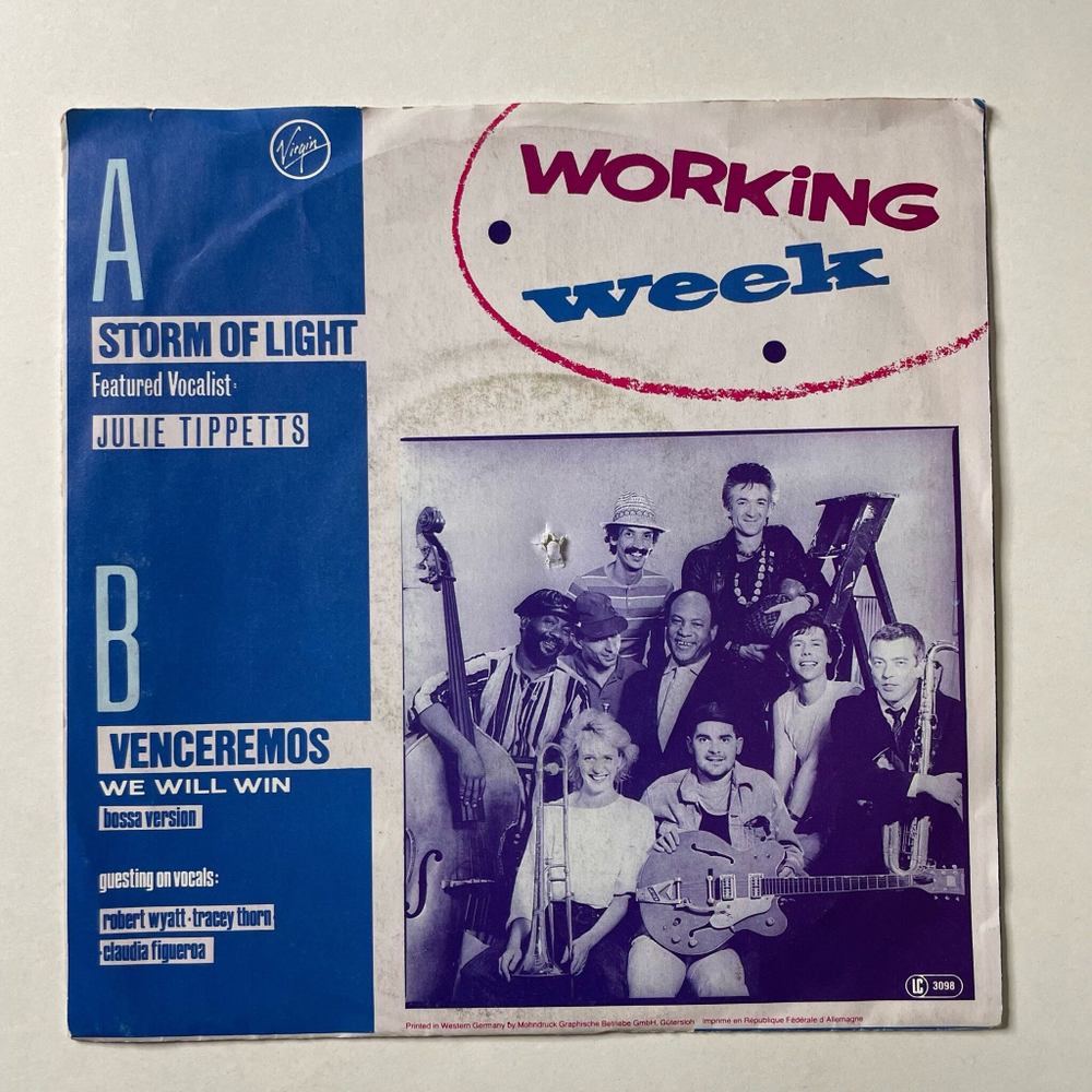 Винтажная виниловая пластинка LP Working Week Storm Of Light, Venceremos (Germany 1984) 7 дюймов, 45 RPM, Single